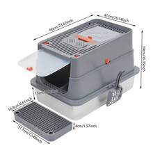 YUNRUX Stainless Steel Cat Litter Box, Large Cat Litter Box For Large Cats, Cat Litter Box With High Sides - Grey - View 2