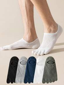 1/3/5 Random Pairs Of High Quality Men's Slim Fit Five Toe Socks For Summer – High Elasticity Toe Socks With Breathable Mesh On The Back Of The Foot, Relieving Plantar Pressure - Multicolor - View 2
