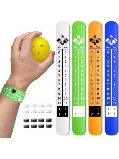 EstiloTendenciaPickleball Score Keeper, 4 Contadores De Marcadores PortáTiles De Pickleball, Pulsera De Seguimiento De Marcadores Para Todos Los Juegos Deportivos, Paquete De 4 Pulseras De PuntuacióN Para CualquierCalidad PremiumVersióN Mejorada