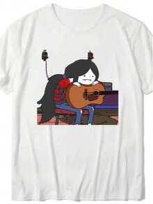 AdventureS TimeS Anime T-Shirt Marceline Vampire Queen Live At Candy Tavern Short Sleeve Funny Design Aesthetic Men Tumblr T Shirt2 - 白色 - 查看 1