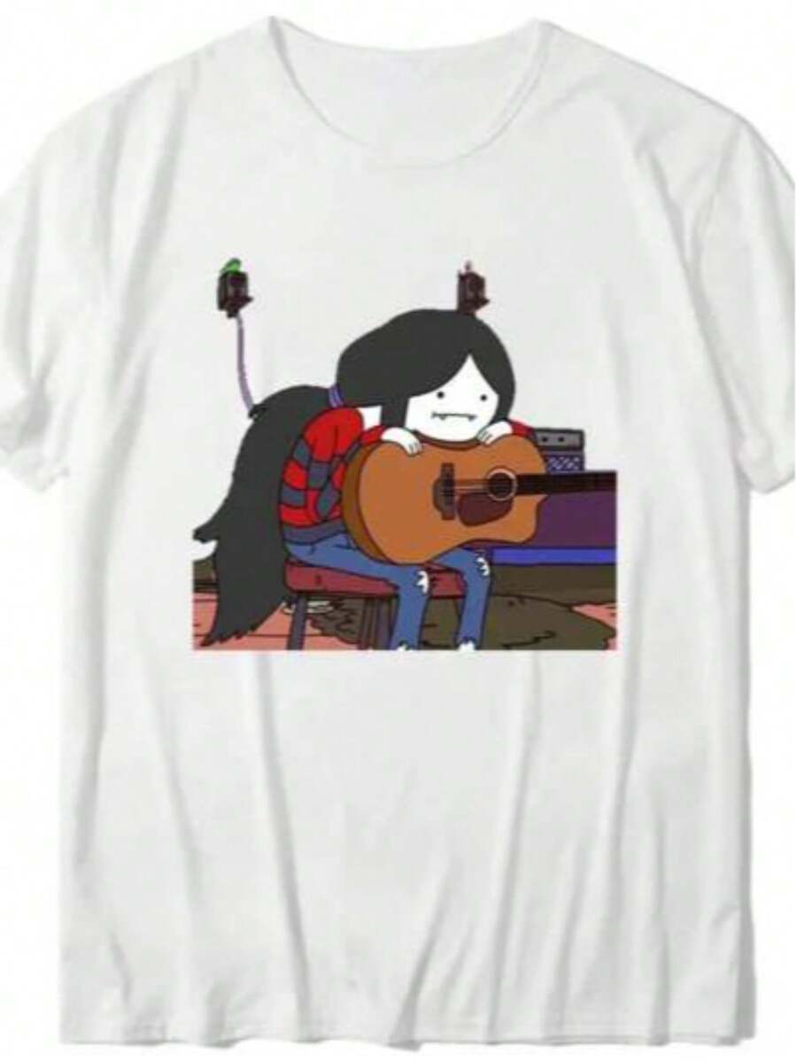 AdventureS TimeS Anime T-Shirt Marceline Vampire Queen Live At Candy Tavern Short Sleeve Funny Design Aesthetic Men Tumblr T Shirt2 - 白色 - 查看 1