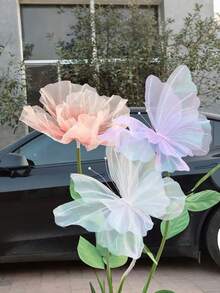 1/3pcs Silk-Like Realistic 3D Butterfly Decorations, Suitable For Photography Backdrops, Holiday Celebrations, Butterfly Themed Parties, Giant Tulle Fake Butterfly Window Displays, Outdoor Garden Decor - Multicolor - View 5