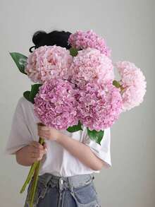 1pc Artificial Silk Hydrangea Flower, Long Branches, Suitable For Home Decor, Wedding Photography, Wedding Decoration, Tabletop Decor, Room Decor, Bridal Bouquet, Bedroom, Bathroom, Living Room Decoration, Indoor/Outdoor Home Decor. - Multicolor - View 2