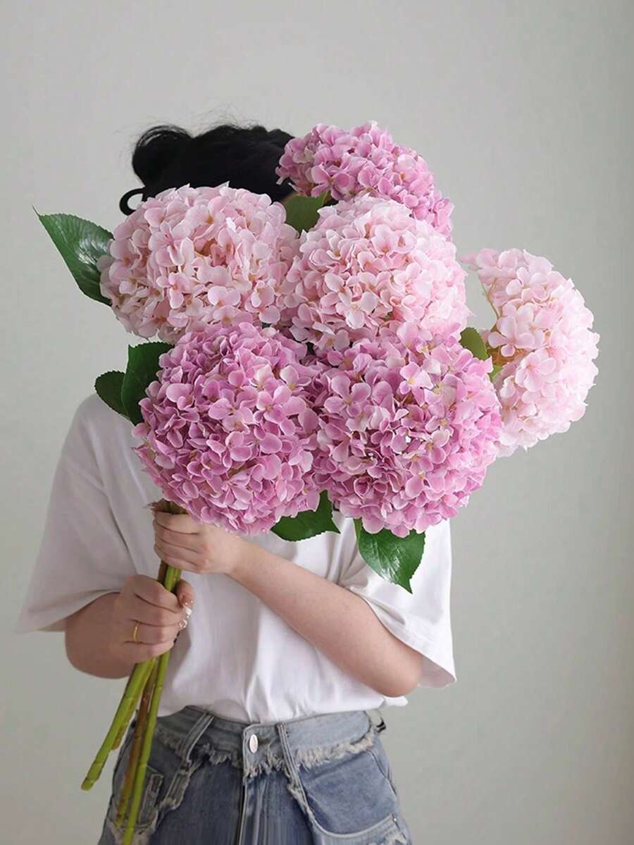 1pc Artificial Silk Hydrangea Flower, Long Branches, Suitable For Home Decor, Wedding Photography, Wedding Decoration, Tabletop Decor, Room Decor, Bridal Bouquet, Bedroom, Bathroom, Living Room Decoration, Indoor/Outdoor Home Decor.