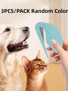 3pcs/Set Multi-Functional Pet Detangling Brush, Suitable For Cats And Dogs, Removes Matted Pet Hair - Multicolor - View 3