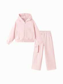 Balabala Girls' Knit Set, Soft Fabric, Comfortable Casual Wear - White Red - View 2