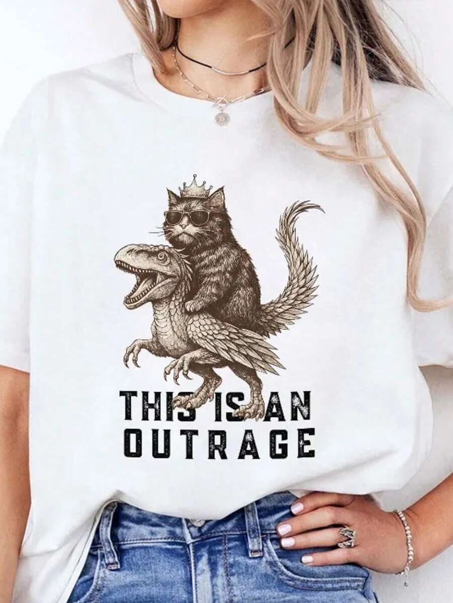 1PCS Dungeon Crawler Carl This Is An Outrage T-Shirt - 白色 - 查看 1