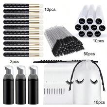 83pcs Lash Shampoo Bottles Brushes Set For Lash Extension Soft Eyelash Brush, Foam Pump Bottle, Aftercare Bags And Lash Washing Brush Lash Mascara Wands With Case Makeup Tools Kit - Multicolor - View 7