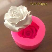 硅胶玫瑰模具，3D翻糖模具，适用于DIY布丁、巧克力、糖果、甜点、软糖、手工皂、香薰蜡烛、石膏、软陶、冰块等；烘焙套装，蛋糕装饰用品，烘焙工具，厨房用具；创意情人节礼物；情人节装饰；婚礼装饰；派对用品。 - 粉色 - 查看 13