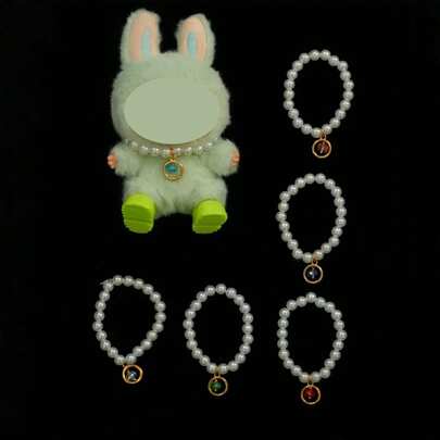 Pearl + Diamond Pendant Necklace, For LABUBU, Fashionable Decorative Accessory, New Merchandise (Excluding Plush Doll, Only Accessories)