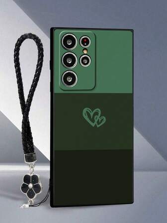 เคสโทรศัพท์กันกระแทกแบบหนา ลายดอกไม้ 5 กลีบ ขอบตรง สีเขียว สำหรับ Samsung Galaxy S25/S25PLUS/S25 Ultra/A16/A36/A26/A56/A50/A12/A32/A52/A72/A51/A21S/A13/A14/S24/S24PLUS/S24Ultra,S22/A52/A53/A54/A55S23, 11/12Pro/12/12X/13/14/15/13Pro/14Pro/15Pro, Redmi 10/9/Note9/12c/Note11pro/Note8Pro