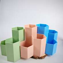 Nordic 3-In-1 Creative Hexagon Desktop Stationery Organizer Pen Holder - Three-compartment Diamond-shaped Pen Holder - View 4