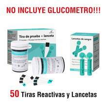 50 tiras reactivas y 50 lancetas para medidores de glucosa en sangre, aptas tanto para unidades mg/dL como mmol/L. - verde menta - Ver 1