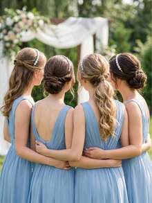 1件装女士发箍，饰有19朵水钻花朵和爪链，优雅别致，可作头饰、发箍、发圈、发饰、头饰等。 - 銀色 - 查看 4