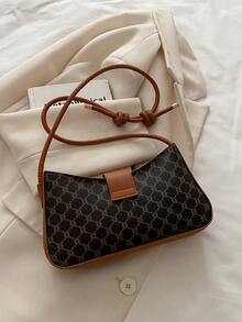 1个金属装饰纯色极简单肩包，简约腋下包，女士搭扣手提包，休闲轻便，适合女孩、女士、年轻职业女性、上班族、礼品袋、工作、商务、通勤、户外、旅行、徒步、购物。 - 咖啡 - 查看 9