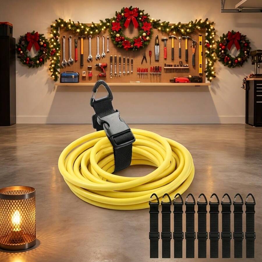 1 Set Of 12 Heavy Duty Adjustable Cable Organizers, Tool-Free Installation - Black Polypropylene Cable Clips, Secure Cable Management, Suitable For Garage, Studio, Home Organization, Sturdy Construction, Workshop Organizer, Home Office - Durable & Multipurpose - Black - View 1