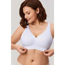 AISILIN Women's Plus Size Wireless Bra Support Comfort Full Coverage Unlined No Underwire Smooth - Black - View 8