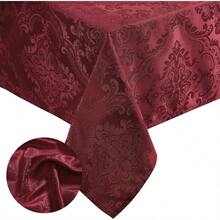FIAN  Home Fashions Caiden Elegance - Mantel de Tela de Damasco Impermeable Resistente a Las Manchas y Las Arrugas oblongo/rectángulo 60 x 84 Pulgadas arándano - 213.4 x 152.4 cm (Rectangular)+Arándano - Ver 2