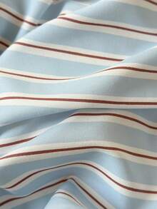 4件套薄荷绿黑条纹床上用品，亲肤柔软舒适，可机洗合成纤维材质（1个被套+1个床单+2个枕套），卧室装饰，节日礼物，不含填充物，枕套图案随机裁剪