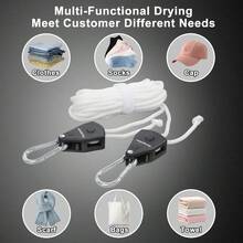 Tendedero de viaje retráctil línea de ropa portátil con poleas y mosques resistentes cuerda de secado a prueba de viento para acampar al aire última intervensión viajes uso en el hogar en - 19 pies de largo - Ver 3