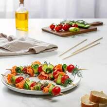 90 Brochetas Palillos de Bambu Madera Elaboracion Platillos Parilla Carne Verduras Frutas Dulces Presentacion Alimentos Cocina Utensilio Palitos NIGQ - 20 cm - Ver 8