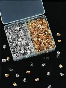 One Box Of 400pcs 6mm Ear Plugs And Earring Components Butterfly Clasp Metal Ear Hooks - For DIY Handmade Earrings, Earring Hooks And Plugs Accessory Materials.Craft Supplies For Adults,Crafts,Charms,Beads,Craft Kit,Christmas Decorations.Keychain Accessories,Ideal As A Small Gift For Family And Friends,Valentine's Day, Eid Al-Fitr Jewellery Gifts