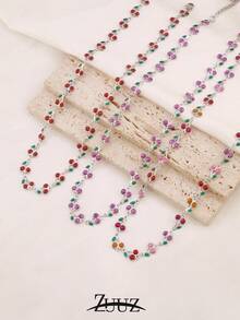 1件时尚不锈钢樱桃吊坠项链，手工水果链项链，女士珠宝礼品 - 項鍊 - 查看 7