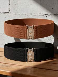 3pcs/Set Metal Buckle Elastic Waist Belt, Women's Dress Cinch Belt, Suitable For Halloween - Multicolor - View 12