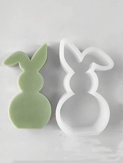 1个复活节可爱兔子硅胶蜡烛模具 DIY兔子香薰石石膏扩香器家居装饰硅胶模具