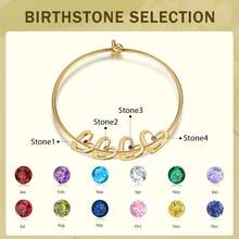 1pc Personalized Stainless Steel Bracelet, Heart Shaped Bangle, Mother's Day Gift, For Girlfriend/Friend/Mother/Daughter, Customized Women's Jewelry, Can Engrave Unique Birthplace And Rhinestones, Customize Name, Women's Jewelry Gift - Multicolor - View 3