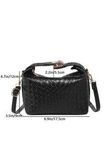 2025 New French High-End Woven Women's Handbag, Western Dumpling Bag, Niche Texture Commuter Bag, Versatile Tote - Black - View 3