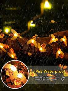 1 pieza Luces de hadas solares para jardín exterior, luces de cadena solares LED con diseño de abeja linda para interior/exterior, 20 LED, 50 LED, 100 LED, IP65 a prueba de agua, 8 modos, luces de abeja para decoración de jardín, patio, balcón, boda, fiesta, ventana, patio, campamento, tiendas - Verde militar - Ver 5