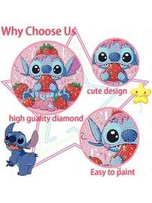 Disney Embroidery Diamond Painting Kit, Includes Tools, Handmade DIY Relaxing Art Decor Gift, Suitable For Valentine's Day, Thanksgiving Gift (The Picture Shows The Finished Product, You Need To Make It Yourself After Purchase) (The Set Includes Canvas, Diamonds, Tool Kit And White Plastic Frame)