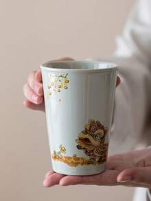 1个350毫升陶瓷可乐杯，适用于家庭聚会、毕业派对、咖啡杯、牛奶杯、水杯、漱口杯，日本热销设计 - 彩色 - 查看 8