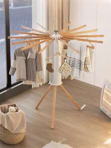1个木制章鱼造型可折叠晾衣架，室内悬挂式晾衣架，节省空间可折叠设计，便携式晾衣架，适用于婴儿房、卧室、哺乳室、家庭使用，理想的晾衣架，完美的乔迁礼物 - 彩色 - 查看 10