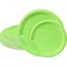 1pc Thick Party Paper Plates Set, 9-Inch And 7-Inch Round Disposable Paper Plates, Suitable For Daily Meals, Weddings, Christmas, Picnics - Multicolor - View 2