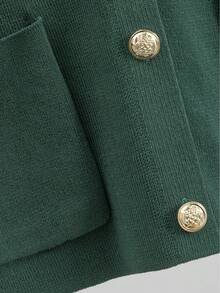 GIGOGOU Women's Casual Knit Cardigan Top With Pockets, Short Sleeve T-Shirt, Spring/Summer - Green - View 5