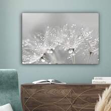 1pc Dandelion Seed Head With Water Droplets Canvas Wall Art - Nature Close-Up Botanical Photography Print For Living Room, Bedroom, Or Office Decor - 彩色 - 查看 3