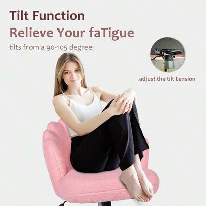 Silla de Oficina en Casa Tapizada con Pétalos, Silla de Tocador Giratoria con Ruedas, Silla de Escritorio de Terciopelo Cómoda con Base de Metal, Asiento Moderno de Acento para Sala de Estar