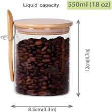 48 Pcs Glass Jars With 16 Cups, 16 Bamboo Lids And 16 Bamboo Spoons, 18 Ounces Large Capacity Sealed Storage Jar For Loose Tea, Transparent And Visible Kitchen Pantry Containers, Container Airtight For Coffee Beans, Spice, Sugar, Candy, Salts And More - Clear-16 Piece - 查看 2