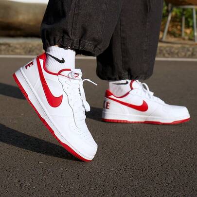 Nike Men's Shoes 2026 New Year Collection BIG NIKE Red Swoosh Low-Top Sneakers, Sports Casual Shoes, White Sneakers, 355152-150