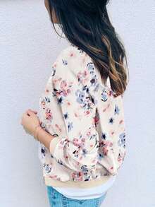 Women Lightweight Jackets - hoa màu xanh - Xem 2