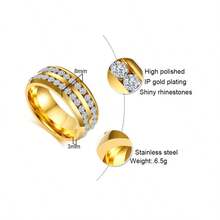 1 chiếc nhẫn đôi bằng thép không gỉ mạ vàng 18K, thiết kế tối giản khắc tên theo yêu cầu, thích hợp làm quà tặng cho bạn trai, bạn gái, nhân dịp Lễ Tình nhân, kỷ niệm, Lễ Tạ ơn, Giáng sinh. - Vàng - Xem 6