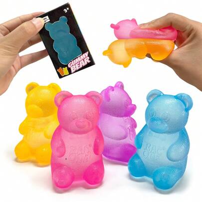 1/4pcs Teddy Bear & Candy Ball Squeeze Toy, Anxiety Relief, Concentration Aid, Malt Filling, Sensory Game Squeezy Toy, Sensory Stress Relief Toy, Slow Rebound Squeeze Toy, Birthday Party Small Gift, Gift Bag Filler