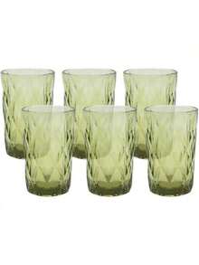 EstiloJuego De 6 Vasos De Vidrio Alto Uso Rudo Color Verde|   Apto Para Lavavajillas Ultraresistentes|   335 Ml O 11.3 OzVersióN Mejorada - azul - Ver 4