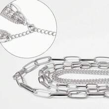 Chunky Necklaces For Women Punk Chain Silver Statement Collar Necklace - A型6 - 查看 7