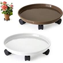 Carro para Plantas con Ruedas Base para Maceta móvil de plástico Base para jardinería con Bandeja de Agua Soporte para Plantas con Ruedas de Alta Resistencia. - MarrnBlanco - Ver 1