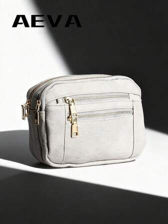 Dammode i ren färg, enkel liten fyrkantig väska, justerbar axelrem, multifunktionell axelrem med dragkedja i Europa och USA, vattentät stöldskyddsväska, flera fickor och flera lager, 4 kortpositioner, bärbar och praktisk, lämplig för utflykter, dejting, shopping, shopping