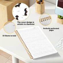 1本A5可爱罗威纳犬螺旋笔记本，50页横格纸，硬封面，厚纸，适合写日记，适合女性、办公、学习和送礼，螺旋装订，5.5x8.3英寸，生日、情人节礼物，适合女性、青少年，办公用品，学习用品，文具，学校文具