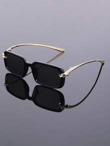 1副经典简约小框矩形时尚眼镜，男女皆宜的朋克风眼镜，适合派对、情侣、休闲佩戴，装饰性强。 - 彩色 - 查看 10